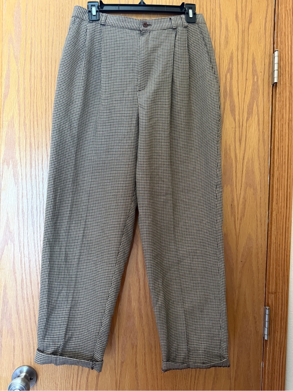 Vintage Worthington Brown & Cream Houndstooth Ankle Dress Pants